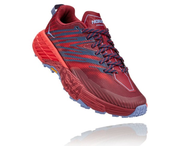 Hoka One One Speedgoat 4 Womens UK - Dark Brown / Red Trail Running Shoes - RUNBA3270